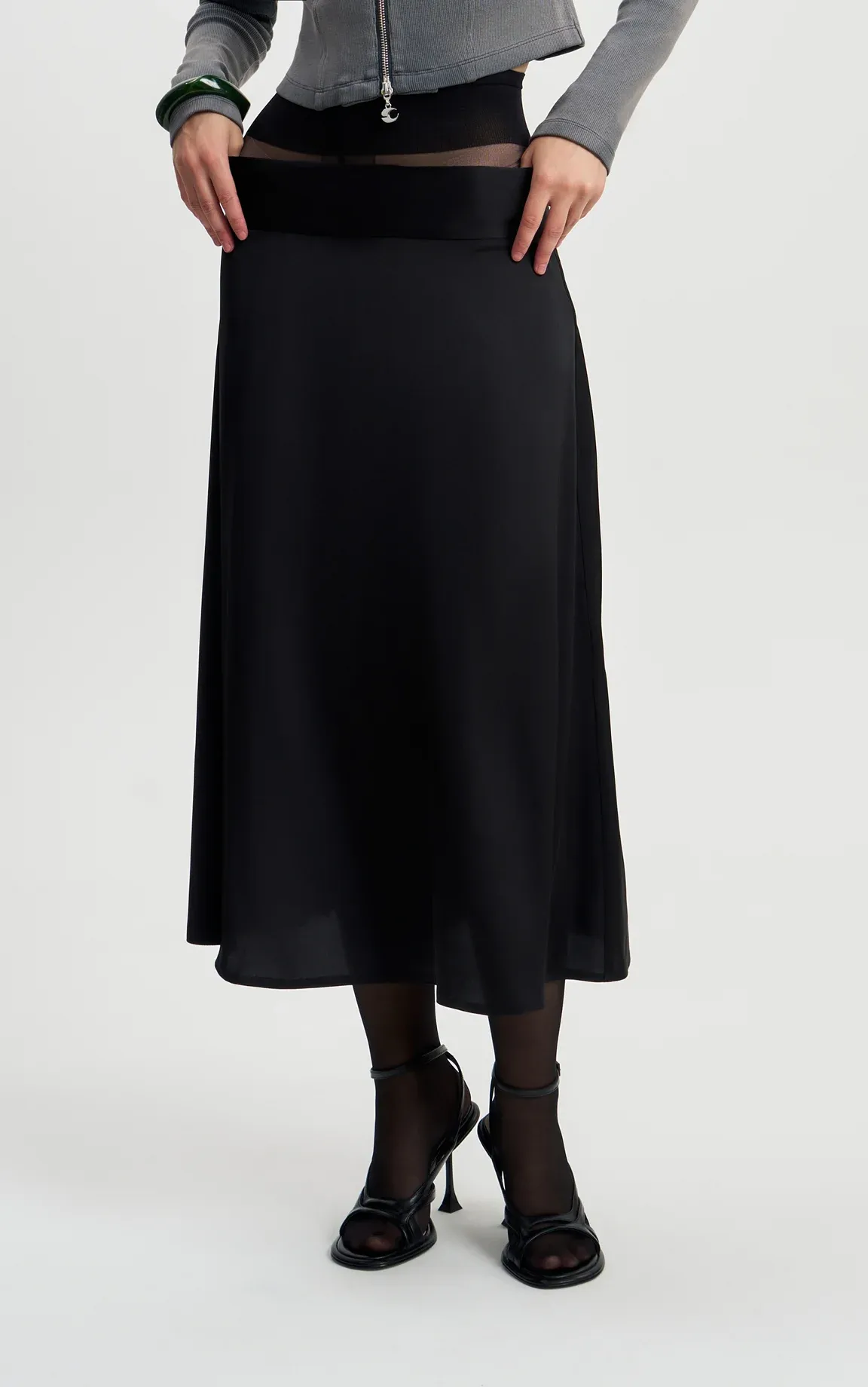 Юбка Черный Шелк 