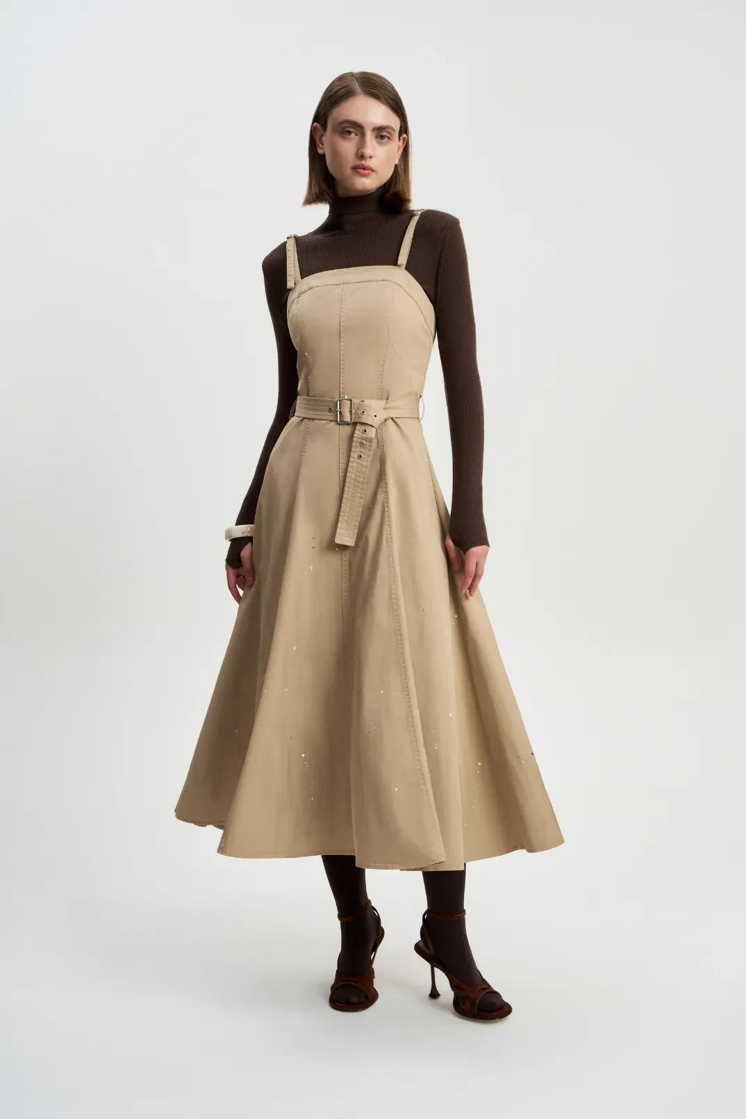 Сарафан Брызги красок из песочной джинсы