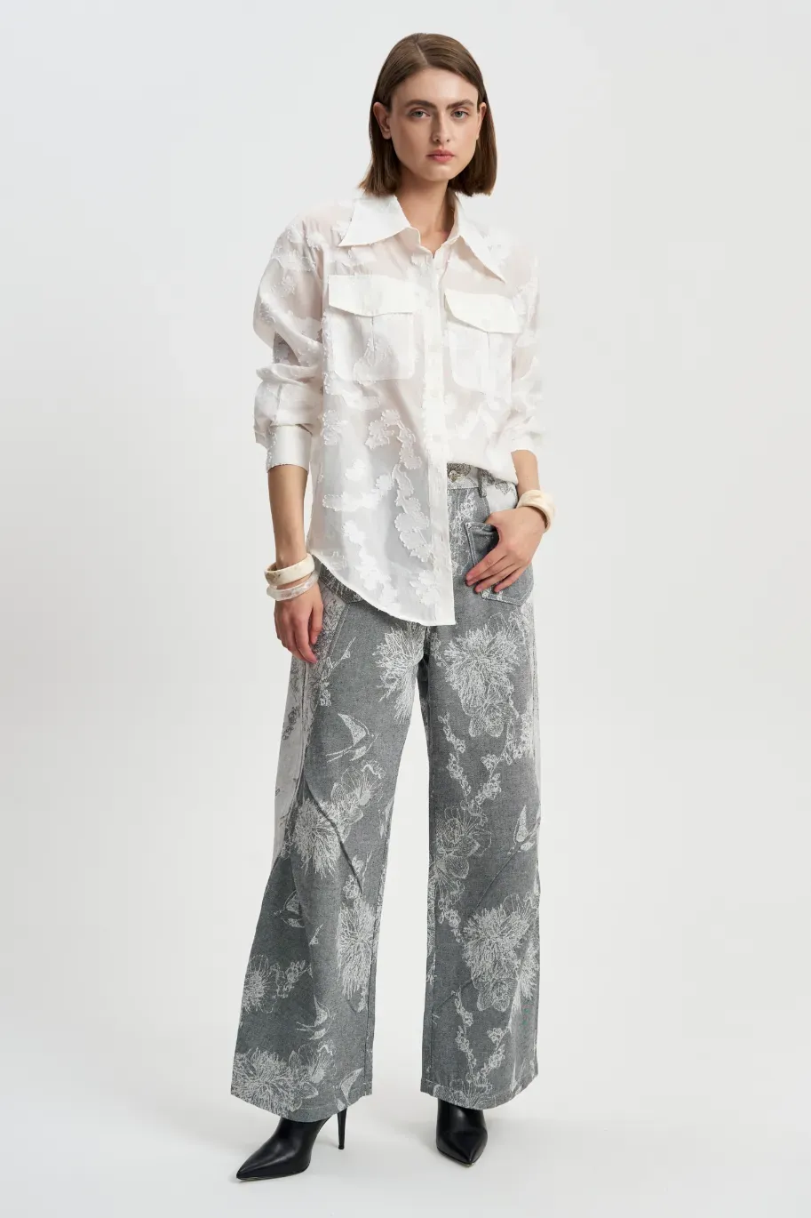 Джинсовые Брюки Цветы