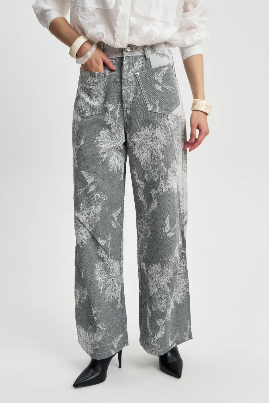 Джинсовые Брюки Цветы