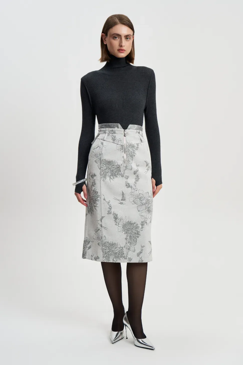 Джинсовая Юбка Цветы