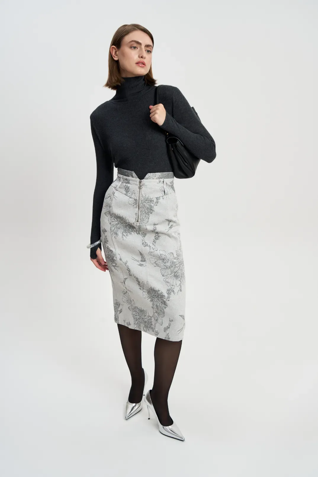 Джинсовая Юбка Цветы